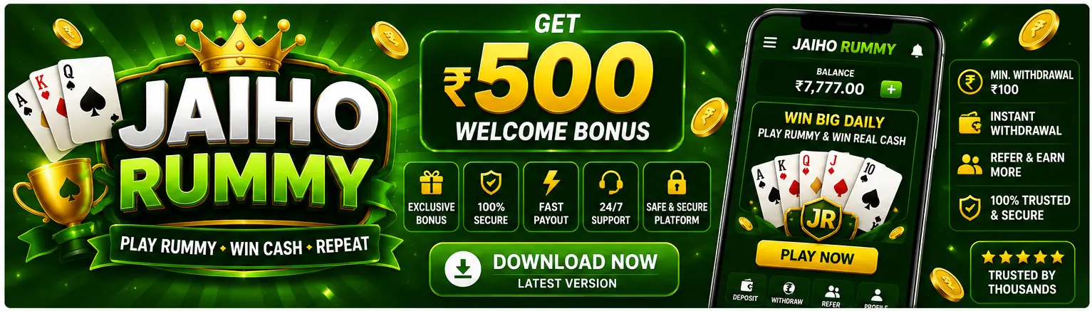 Jaiho Rummy app information banner