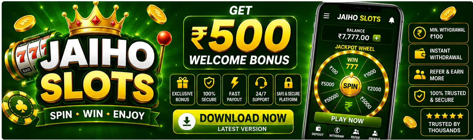 Jaiho Slots app information banner