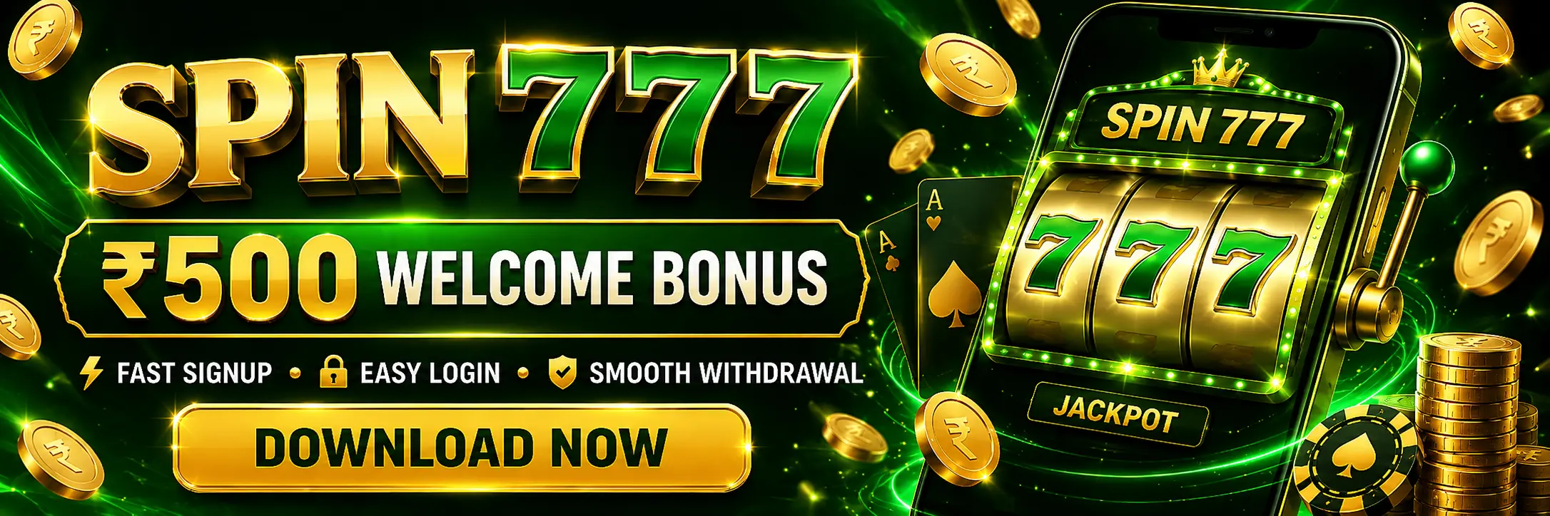 Spin 777 app information banner